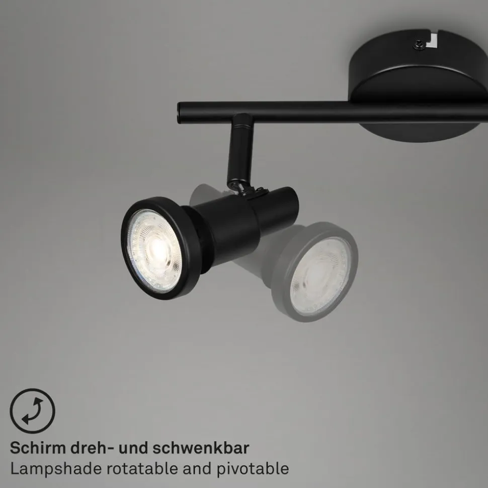 Flamo LED-loftspot IP44 2 lyskilder justeres, sort