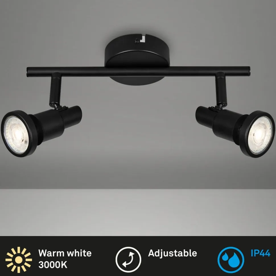 Flamo LED-loftspot IP44 2 lyskilder justeres, sort