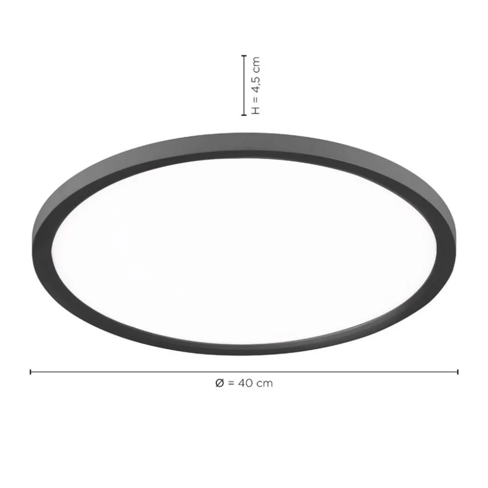 Flat LED-loftlampe CCT, Ø 40 cm, sort