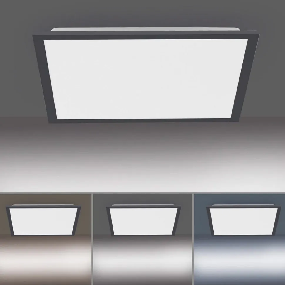Flat LED-loftlampe, CCT, sort, 45 x 45 cm