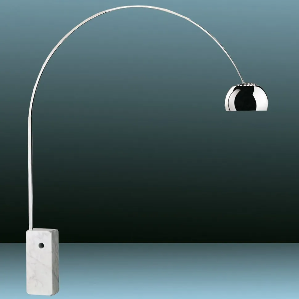 FLOS LED-bue-gulvlampe Arco, krom, højde 240 cm