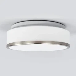 Flush loftlampe IP44, Ø 28 cm, satineret sølv