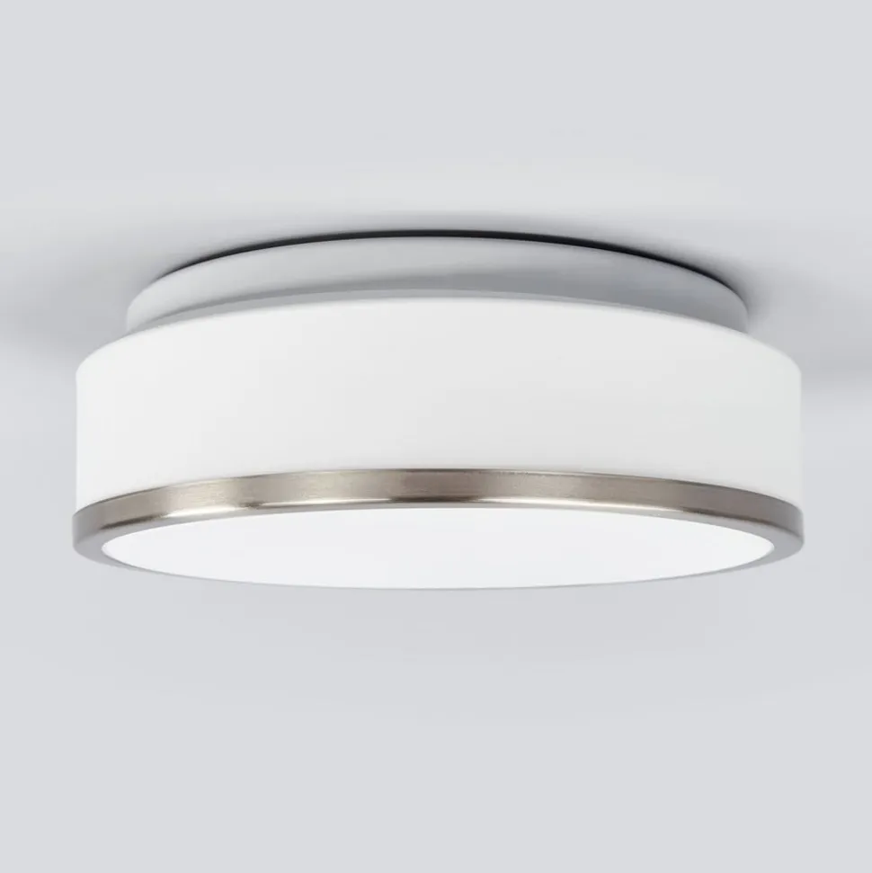 Flush loftlampe IP44, Ø 28 cm, satineret sølv