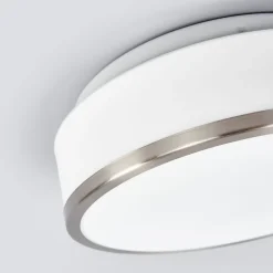 Flush loftlampe IP44, Ø 28 cm, satineret sølv