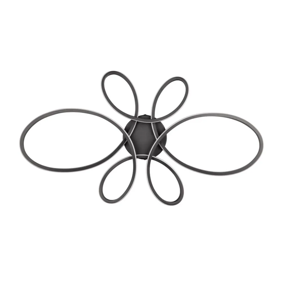 Fly LED-loftslampe, mat sort, 3.000 K, 83 cm x 45 cm