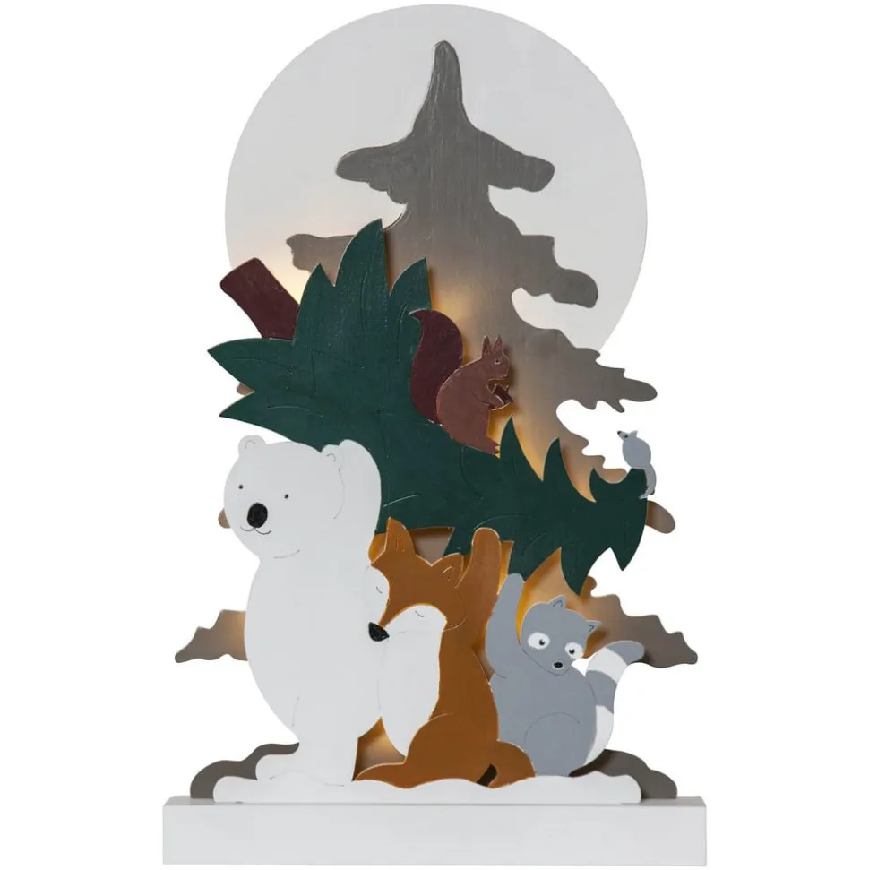 Forest Friends LED-dekolampe, isbjørn, vaskebjørn