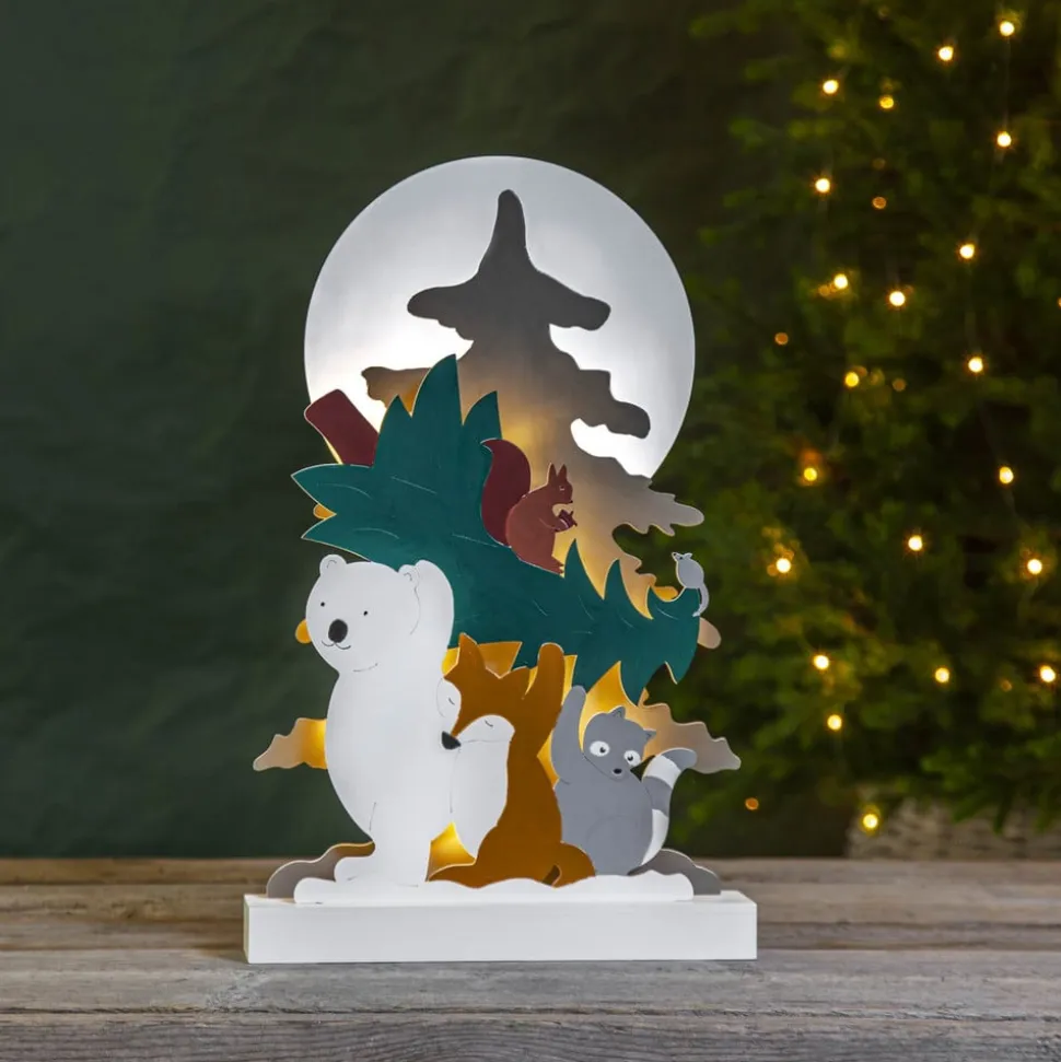 Forest Friends LED-dekolampe, isbjørn, vaskebjørn