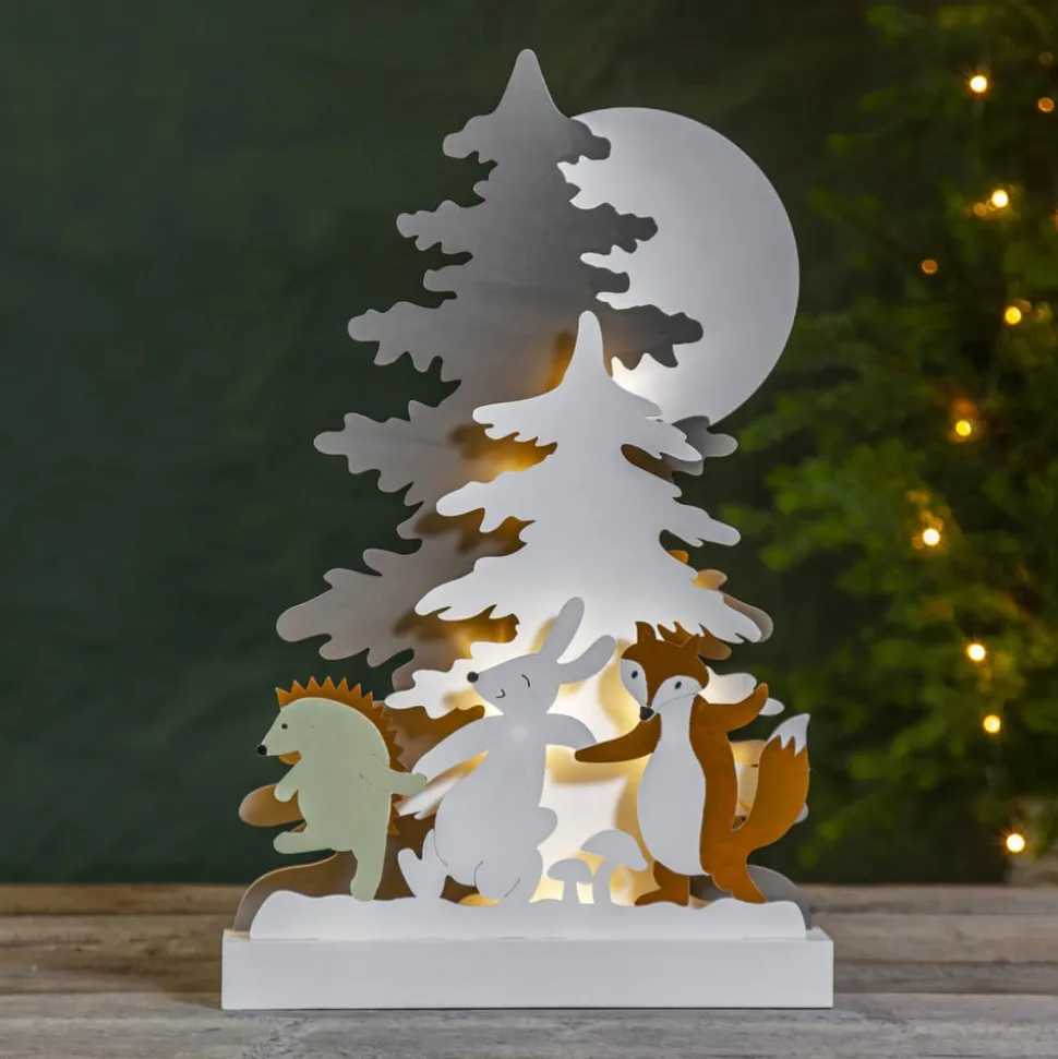 Forest Friends LED-dekolampe, hare, ræv, pindsvin