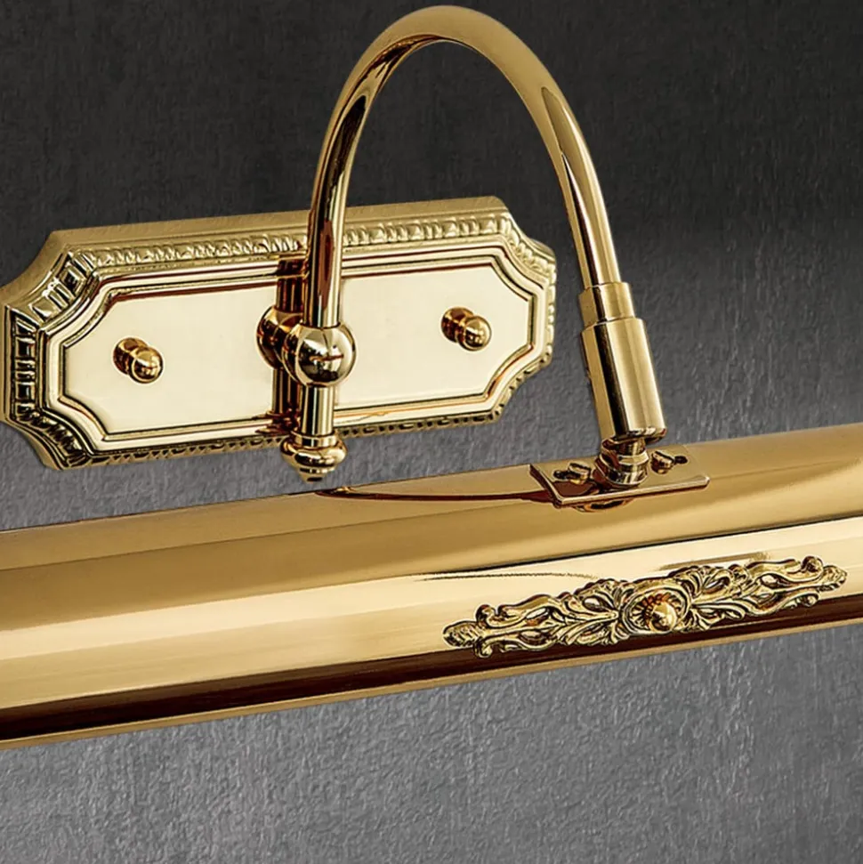 Forgyldt gallerilampe Gustav af messing, 40 cm