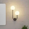 Forlight væglampe Sfera Double, sort, glas, bredde 23 cm