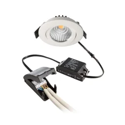 Forsænket loftlampe Dione, IP44, hvid, dæmpbar til varm
