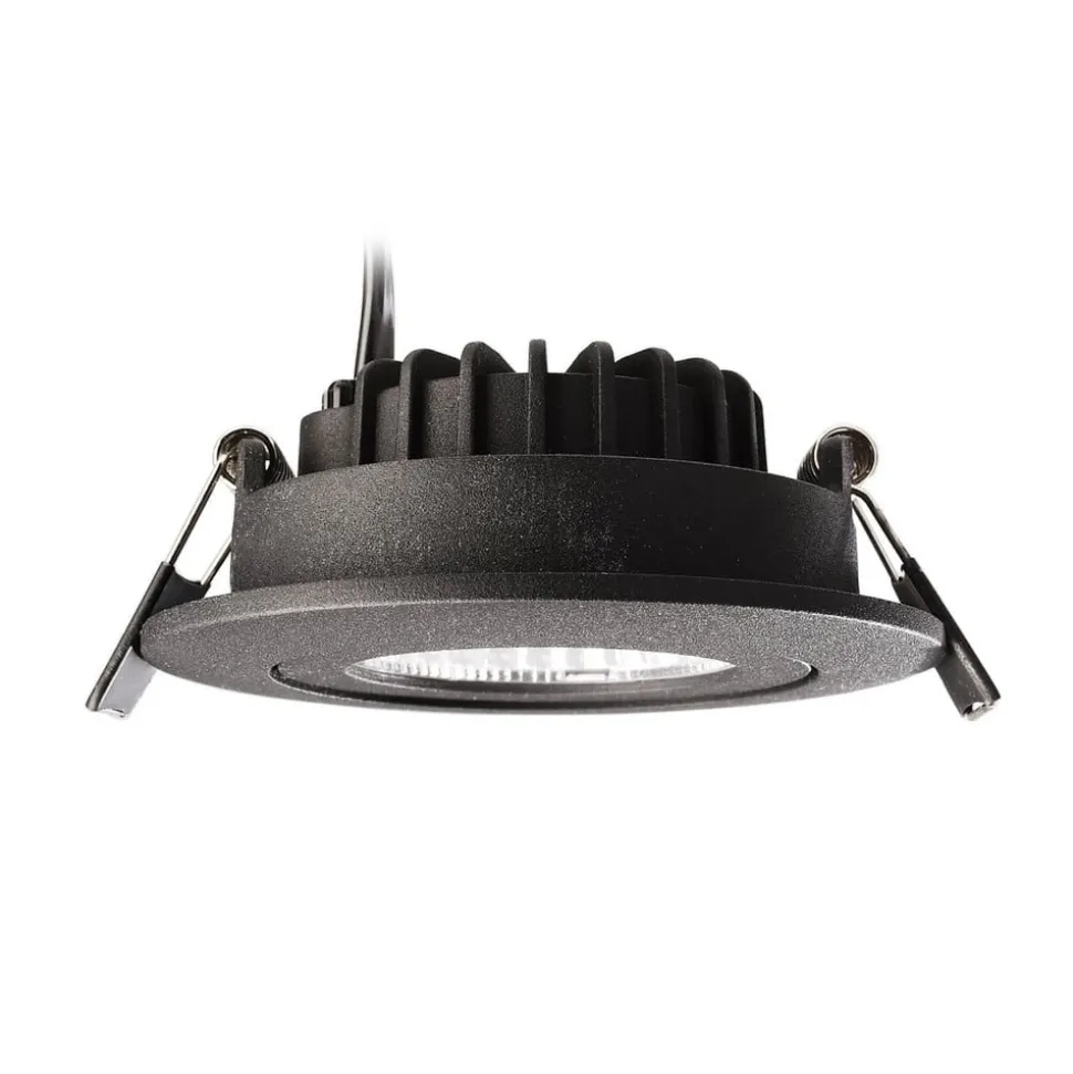 Forsænket loftlampe Dione, IP44, 4.000 K, sort, dæmpbar