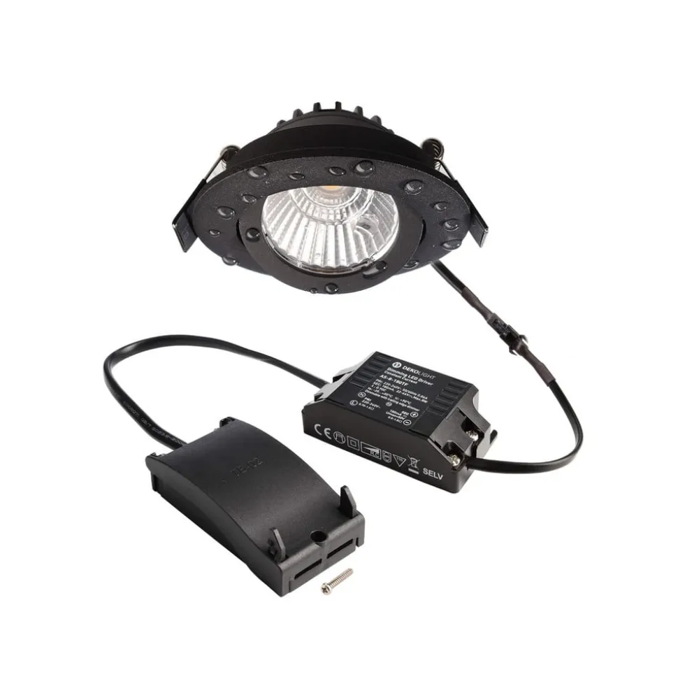 Forsænket loftlampe Dione, IP44, 4.000 K, sort, dæmpbar