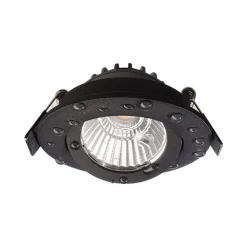 Forsænket loftlampe Dione, IP44, 2.700 K, sort, dæmpbar