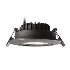 Forsænket loftlampe Dione, IP44, 2.700 K, sort, dæmpbar