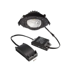 Forsænket loftlampe Dione, IP44, 2.700 K, sort, dæmpbar