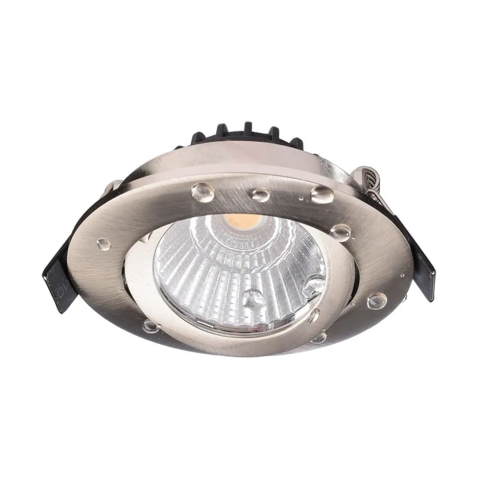 Forsænket loftlampe Dione, IP44, 2.700 K, nikkel, dæmpbar