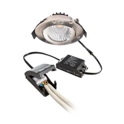 Forsænket loftlampe Dione, IP44, 2.700 K, nikkel, dæmpbar