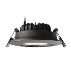Forsænket loftlampe Dione, IP44, sort, dæmpbar til varm