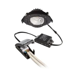 Forsænket loftlampe Dione, IP44, sort, dæmpbar til varm