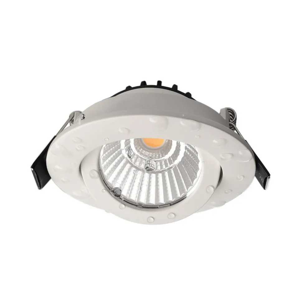 Forsænket loftlampe Dione, IP44, 3.000 K, hvid, dæmpbar
