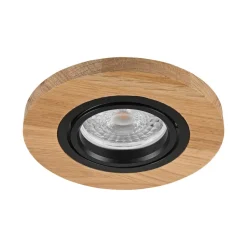 Forsænket loftlampe Tobby, Ø 10 cm, 3 stk. sæt, egetræ GU10