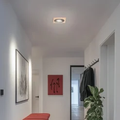 Forsænket loftlampe Tobby, 10 x 10 cm, egetræ, GU10