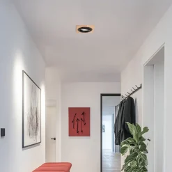 Forsænket loftlampe Tobby, 10 x 10 cm, egetræ, GU10