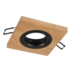 Forsænket loftlampe Tobby, 10 x 10 cm, egetræ, GU10