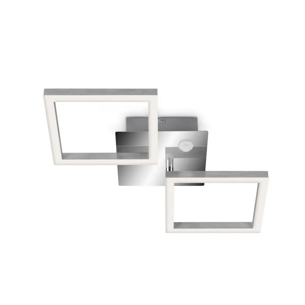 Frame LED-loftlampe, sensor, 47x23 cm, krom/alu