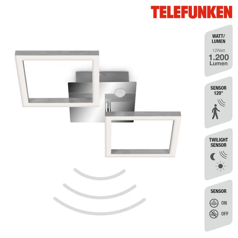 Frame LED-loftlampe, sensor, 47x23 cm, krom/alu