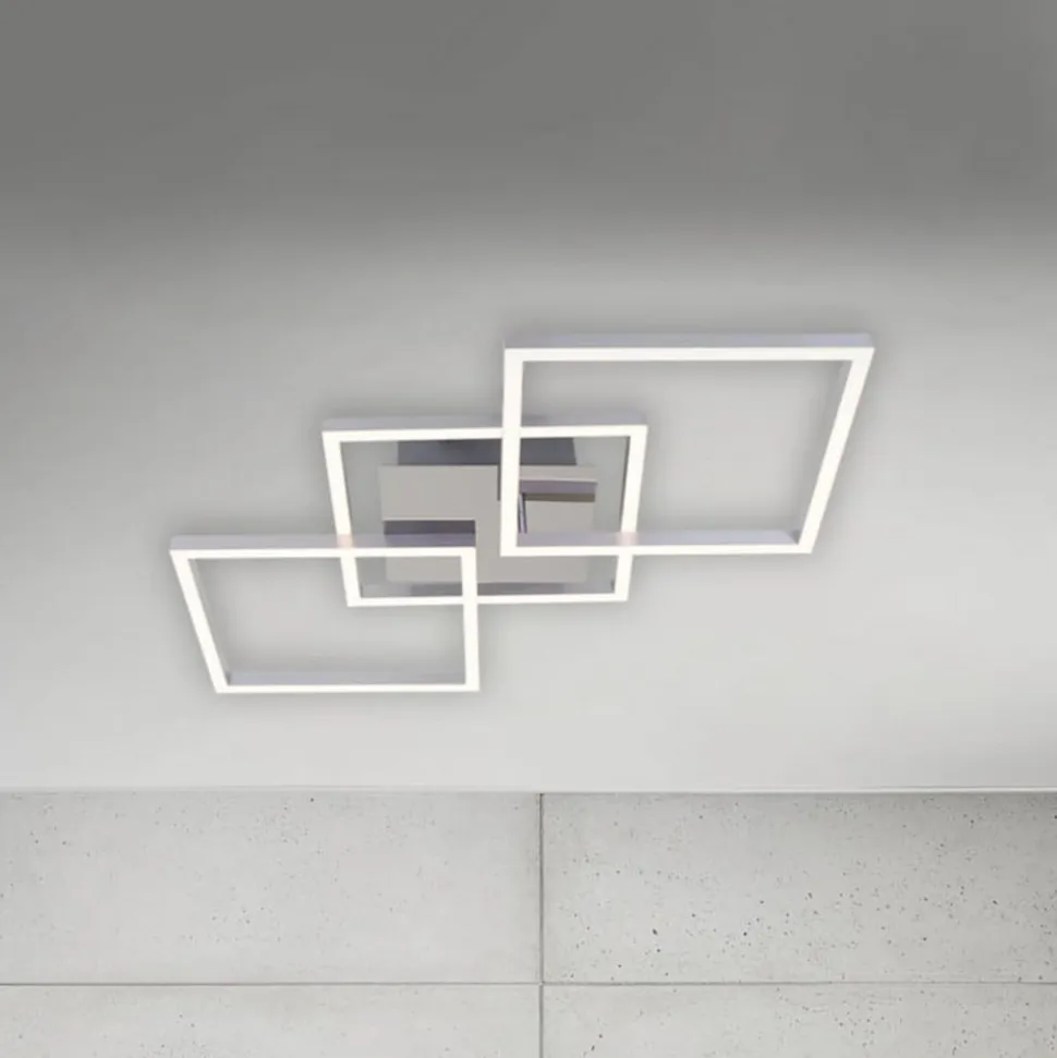 Frame LED-loftlampe, step-dim, krom-alu 76x37cm