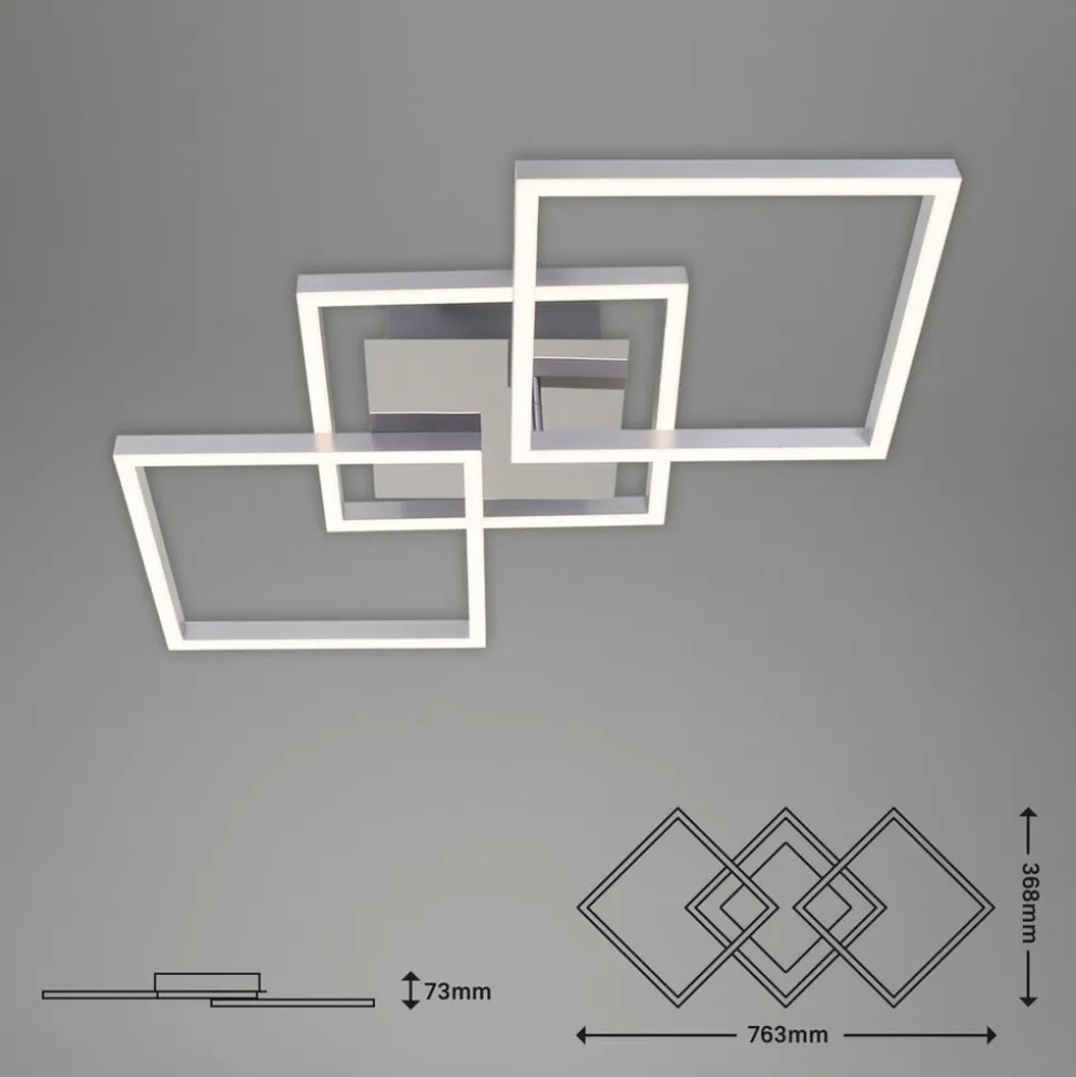 Frame LED-loftlampe, step-dim, krom-alu 76x37cm