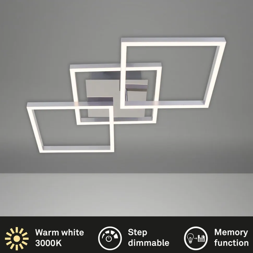 Frame LED-loftlampe, step-dim, krom-alu 76x37cm