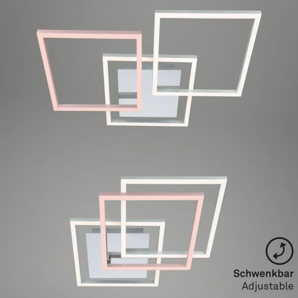 Frame LED-loftlampe, step-dim, krom-alu 76x37cm