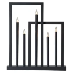 Frame vinduesstage i træ, 5 lyskilder, mørkegrå