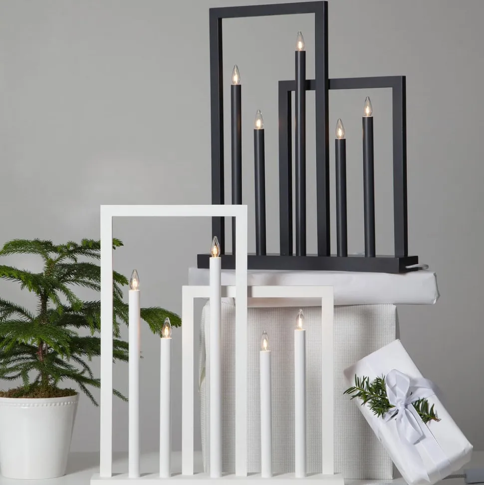 Frame vinduesstage i træ, 5 lyskilder, mørkegrå