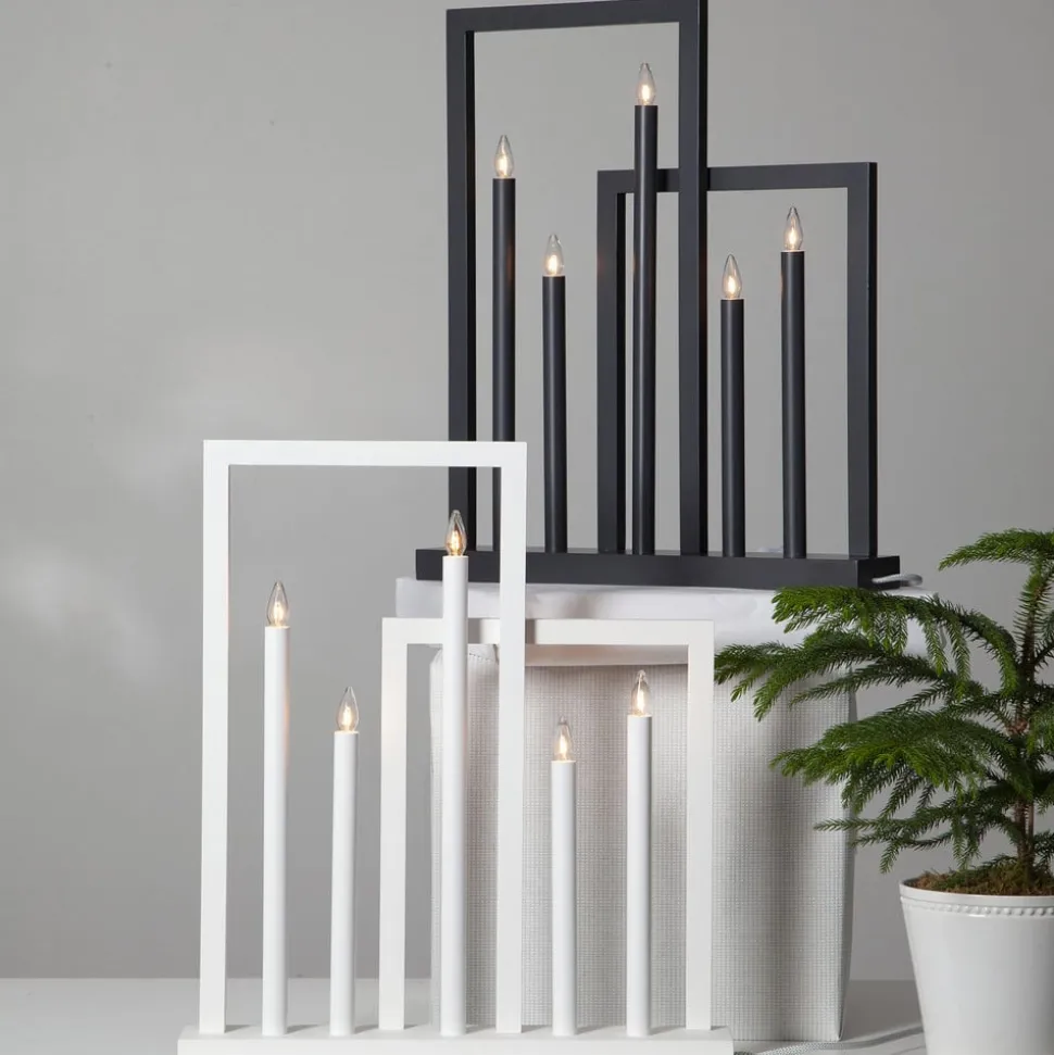 Frame vinduesstage i træ, 5 lyskilder, mørkegrå