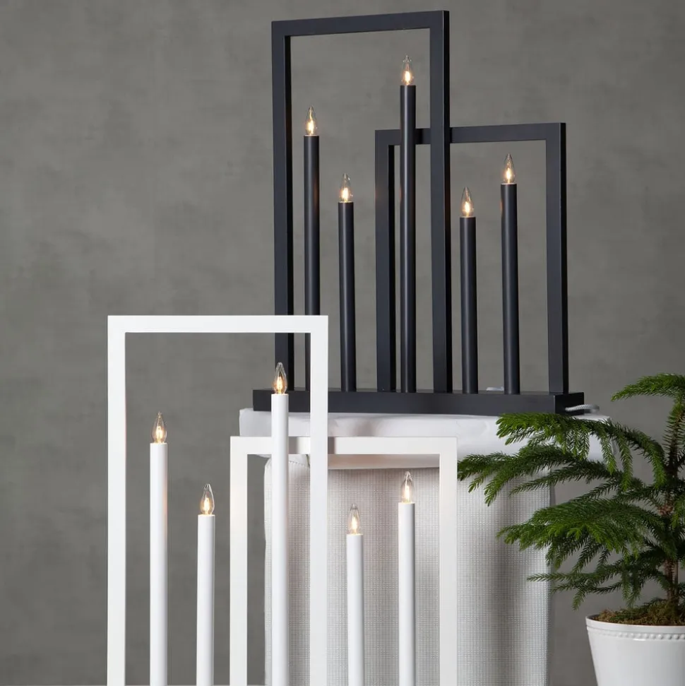 Frame vinduesstage i træ, 5 lyskilder, mørkegrå