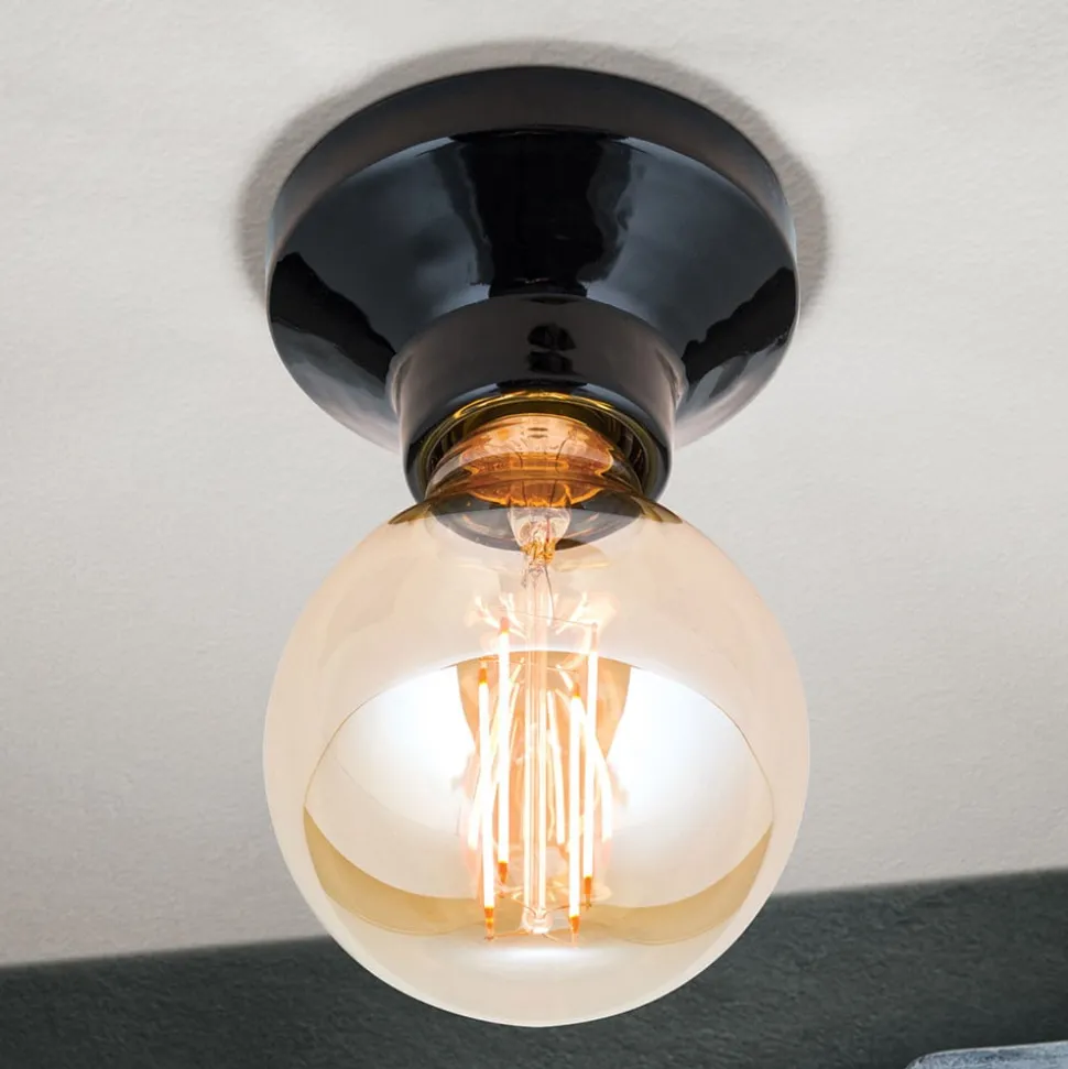Frost loftlampe af keramik, sort