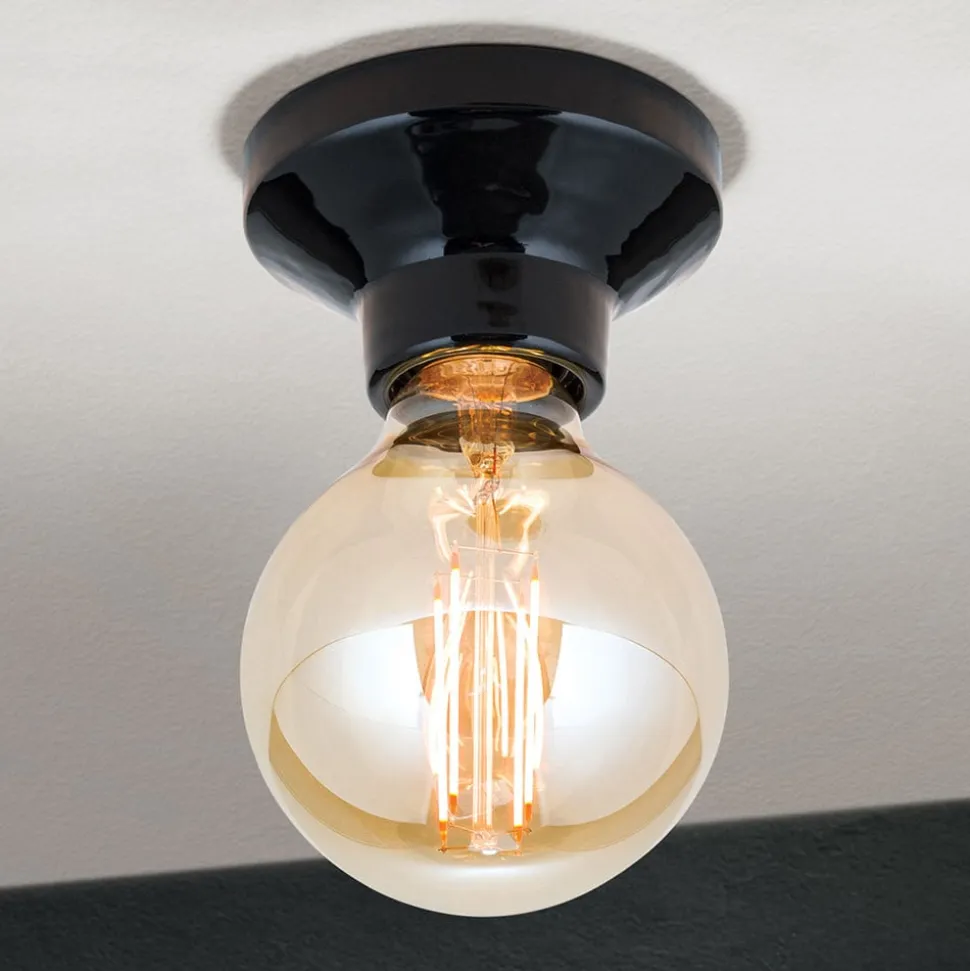 Frost loftlampe af keramik, sort