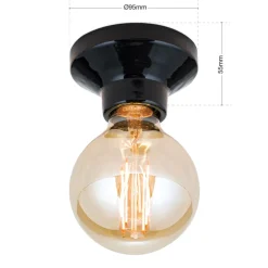 Frost loftlampe af keramik, sort