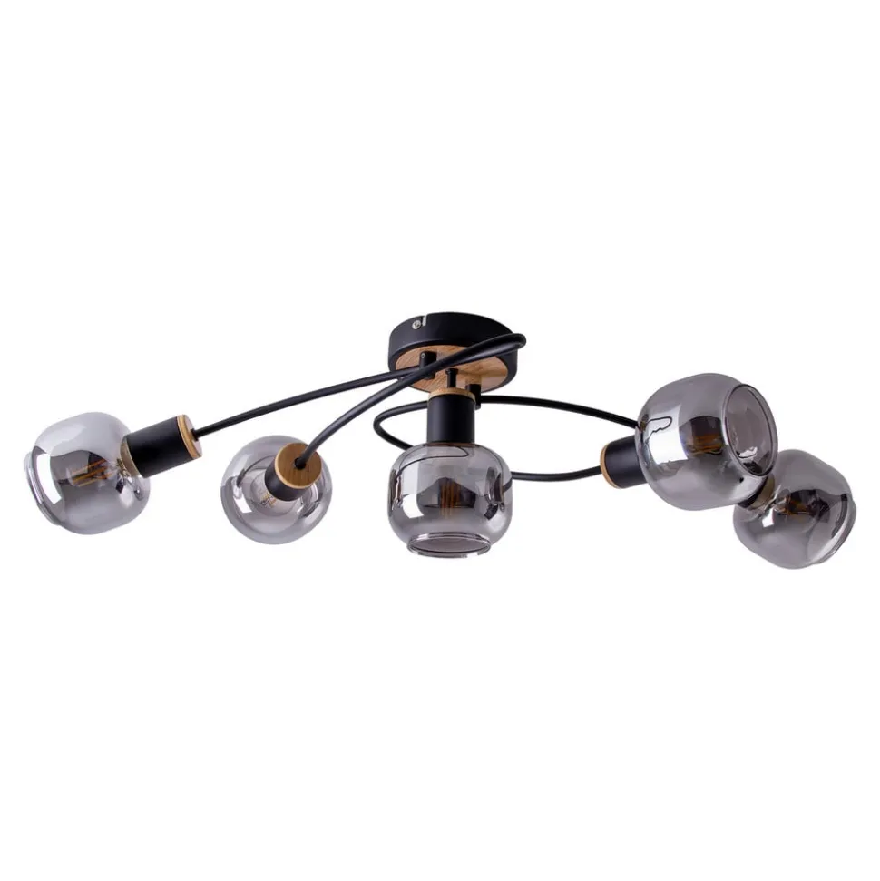 Fumoso loftlampe, 5 lyskilder, sort