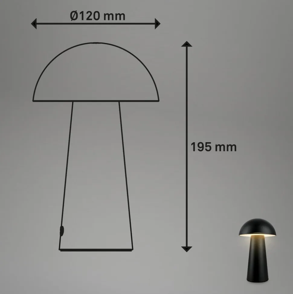 Fungo Mini LED-bordlampe, sort, touch, plast