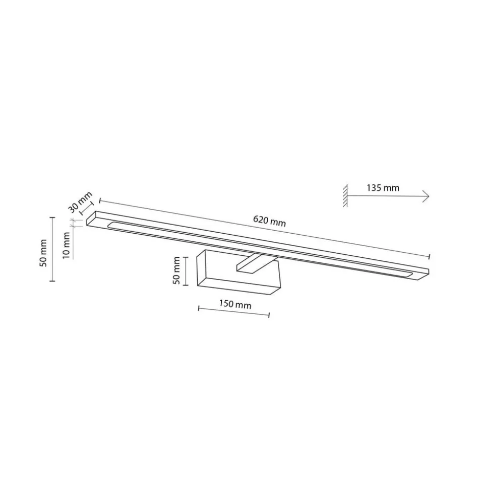 Gallery LED-væglampe, sort, metal, bredde 62 cm, IP44