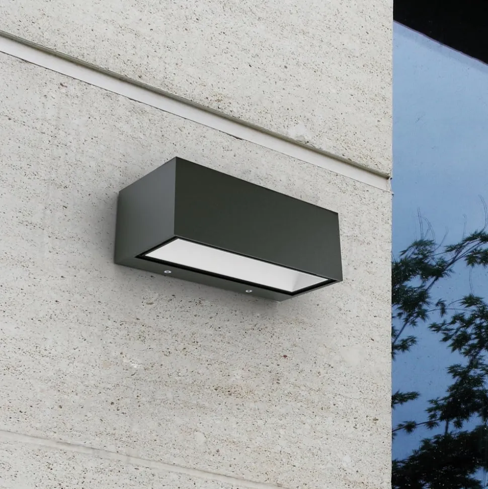 Gemini udendørs LED-væglampe, 22 cm, 4.000K, antracit