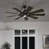 Gentry LED-loftventilator, hvid/mørk valnød