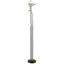 Gio LED-gulvlampe, satineret messing/sort