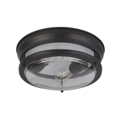 Glasgow loftslampe med glasskærm, IP44 sort