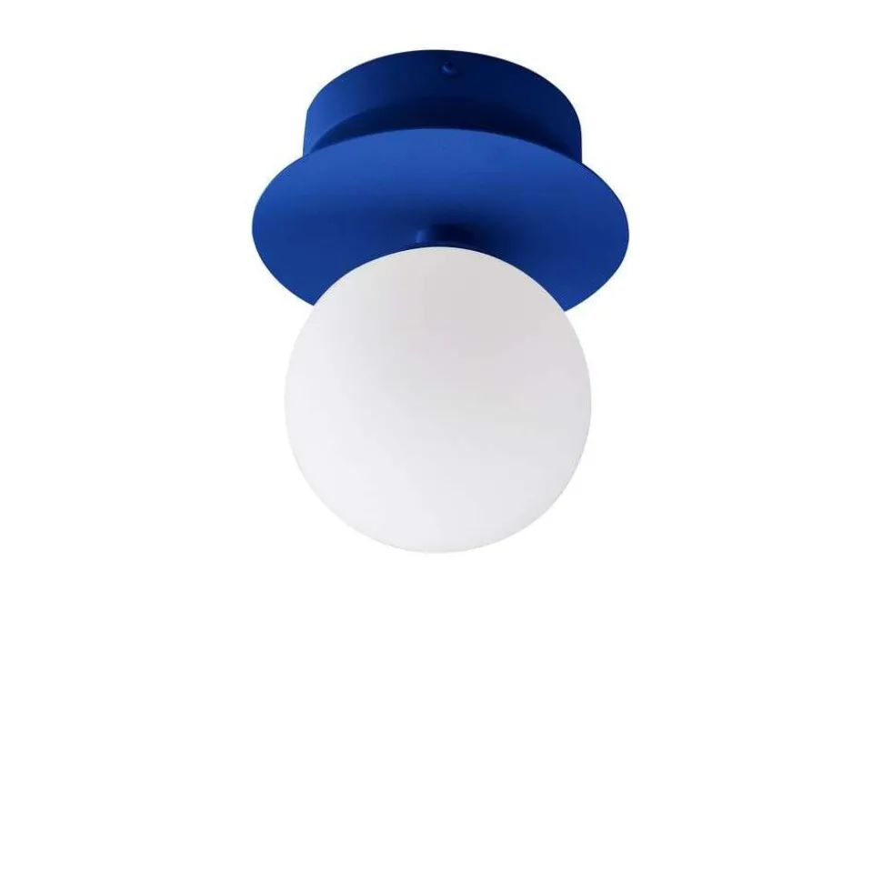 Globen Lighting væglampe ART DECO, blå/hvid, Ø 16 cm, IP44